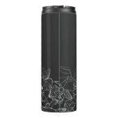 Elegante Moderne Zwarte Bloemen Thermische Tumbler Thermosbeker (Achterkant)