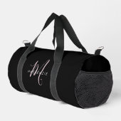 Elegante moderne zwarte blush roze script monogram plunjezak (Rechterhoek)