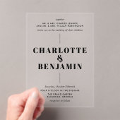 Elegante moderne zwarte bruiloft acryl uitnodigingen (Insitu (Draagbaar))