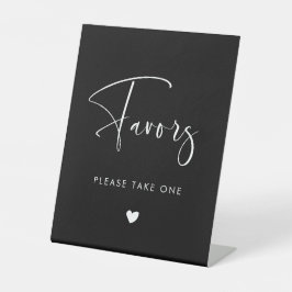 Elegante & Moderne Zwarte bruiloft Favorieten Reclamebord Met Voetstuk