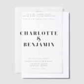 Elegante moderne zwarte bruiloft vellum uitnodigingen (Offset)