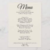 Elegante moderne zwarte crème vet retro bruiloft menu (Voorkant)