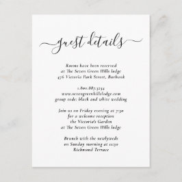 Elegante moderne zwarte en witte bijlagekaart informatiekaartje