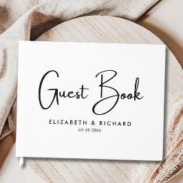 Elegante & Moderne Zwarte en Witte Bruiloft Gastenboek