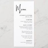 Elegante & Moderne Zwarte en Witte Bruiloft Menu (Voorkant)