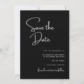 Elegante & Moderne Zwarte en Witte Bruiloft Save The Date (Voorkant)
