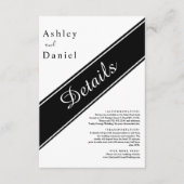 Elegante moderne zwarte en witte delicate bruiloft informatiekaartje (Voorkant)