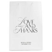 Elegante moderne zwarte en witte huwelijksbegroeti medium cadeauzakje (Voorkant)