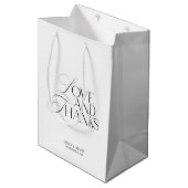Elegante moderne zwarte en witte huwelijksbegroeti medium cadeauzakje (Voorkant Gekanteld)