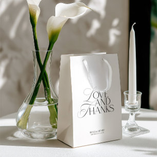 Elegante moderne zwarte en witte huwelijksbegroeti medium cadeauzakje