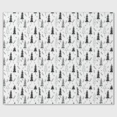 Elegante moderne zwarte en witte kerstboom cadeaupapier (Vlak)