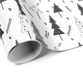 Elegante moderne zwarte en witte kerstboom cadeaupapier (Rol Hoek)