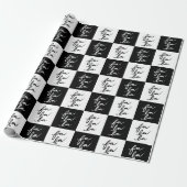 Elegante moderne zwarte en witte kerstlied cadeaupapier (Uitgerold)