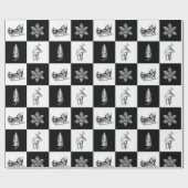 Elegante moderne zwarte en witte Kerstmis Cadeaupapier (Vlak)