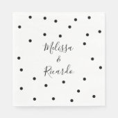 Elegante moderne zwarte en witte polka stippen servet (Voorkant)