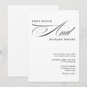 Elegante Moderne Zwarte En Witte Script Bruiloft Kaart (Voorkant / Achterkant)