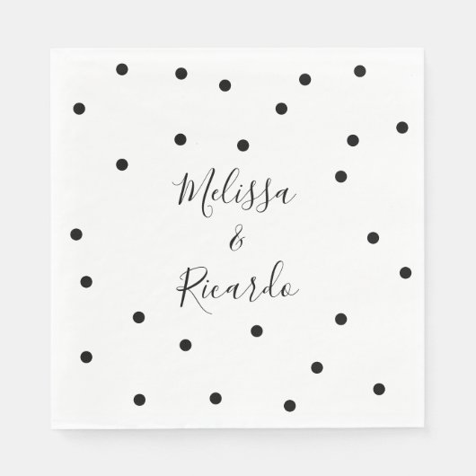 Elegante moderne zwarte en witte stippen servet (Voorkant)