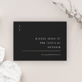 Elegante moderne zwarte en witte trouwwebsite RSVP kaartje
