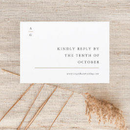 Elegante moderne zwarte en witte trouwwebsite RSVP kaartje
