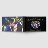 Elegante moderne zwarte foto hart aangepaste bruil gastenboek (Volledig)