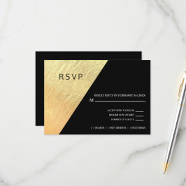 Elegante Moderne Zwarte & Gouden Folie Bruiloft RSVP Kaartje