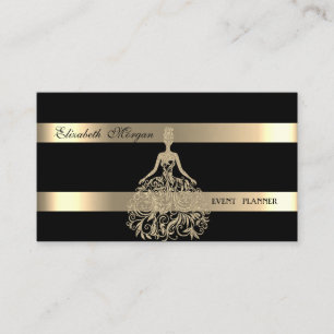 Elegante Moderne, Zwarte, Gouden Glitter Jurk, Ges Visitekaartje