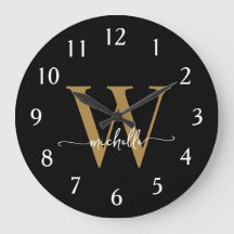 Elegante Moderne Zwarte Gouden Monogram Naam Schri