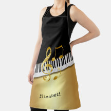 Elegante Moderne Zwarte Gouden Muzieknoten, Pianot