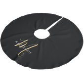 Elegante Moderne Zwarte Gouden Script Monogram Kerstboom Rok (Gekanteld)