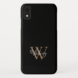 Elegante Moderne Zwarte Gouden Script Monogram Naa Case-Mate iPhone Case