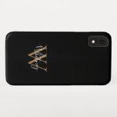 Elegante Moderne Zwarte Gouden Script Monogram Naa Case-Mate iPhone Case (Achterkant (horizontaal))