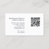 Elegante moderne zwarte gouden script monogram QR- Visitekaartje (Achterkant)