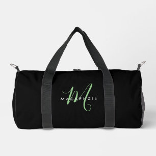 Elegante Moderne Zwarte Groene Script Monogram Plunjezak
