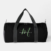 Elegante Moderne Zwarte Groene Script Monogram Plunjezak (Achterkant)