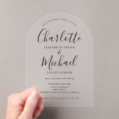 Elegante moderne zwarte handtekening script boog b acryl uitnodigingen (Insitu (Draagbaar))