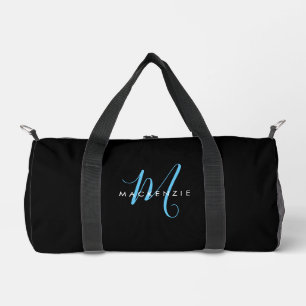 Elegante Moderne Zwarte Hemelblauwe Script Monogra Plunjezak