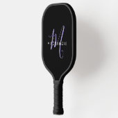 Elegante moderne zwarte lavendel script monogram pickleball paddle (Links)