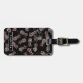 elegante moderne zwarte marmer roos gouden ananana bagagelabel (Voorkant horizontaal)