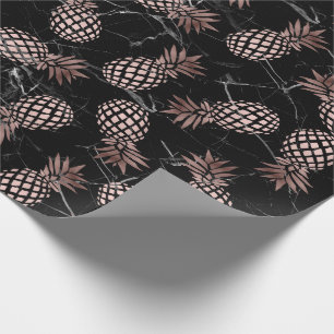 elegante moderne zwarte marmer roos gouden ananana cadeaupapier