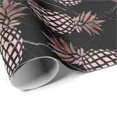 elegante moderne zwarte marmer roos gouden ananana cadeaupapier (Rol Hoek)