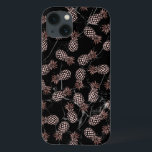 elegante moderne zwarte marmer roos gouden ananana iPhone 13 hoesje<br><div class="desc">Stijlvol en trendy design met een faux roos gouden anananassepatroon en zwart marmer.</div>