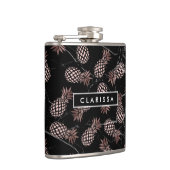 elegante moderne zwarte marmer roos gouden ananana heupfles (Rechts)