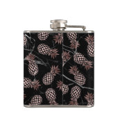 elegante moderne zwarte marmer roos gouden ananana heupfles (Achterkant)