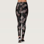 elegante moderne zwarte marmer roos gouden ananana leggings (Achterkant)