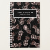 elegante moderne zwarte marmer roos gouden ananana planner (Voorkant)