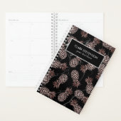 elegante moderne zwarte marmer roos gouden ananana planner (Display)