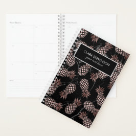 elegante moderne zwarte marmer roos gouden ananana planner