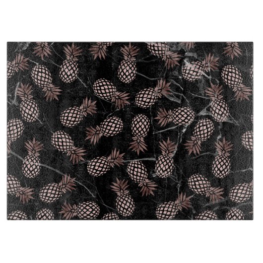 elegante moderne zwarte marmer roos gouden ananana snijplank (Voorkant)