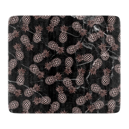 elegante moderne zwarte marmer roos gouden ananana snijplank (Voorkant)