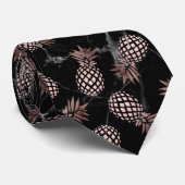 elegante moderne zwarte marmer roos gouden ananana stropdas (Opgerold)